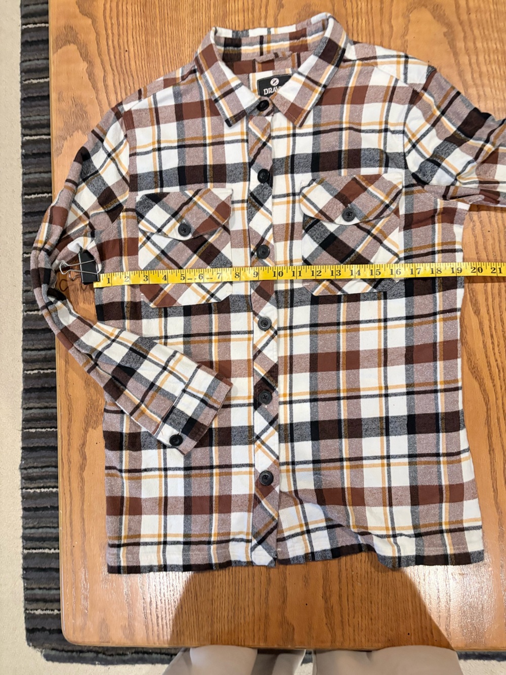 Dravus Plaid Button Up Shirt Jacket – Brown/White/Black